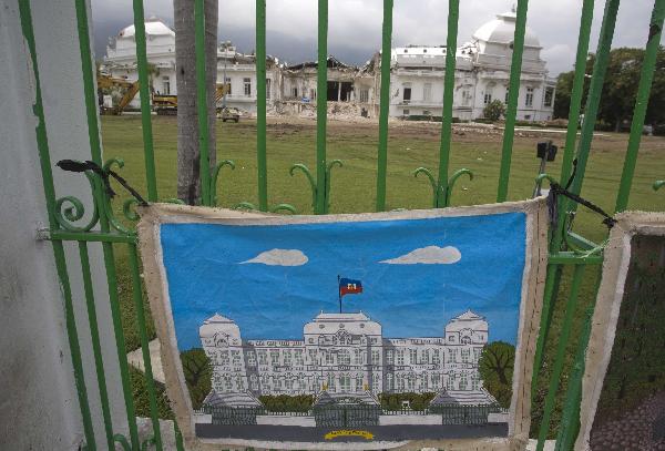 Photo taken on April 20, 2010 shows the damaged Presidential Residence in Port-au Prince, capital of Haiti, April 20, 2010.