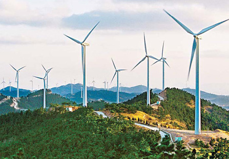 Wind farm built by Huaneng Group in Changdao, Shandong Province.