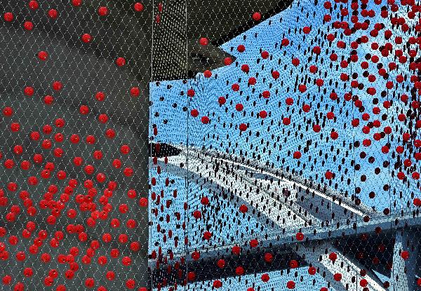 Photo taken on April 25, 2010 shows the purdah fence of Switzerland Pavilion in the World Expo Park in Shanghai, east China, April 25, 2010.