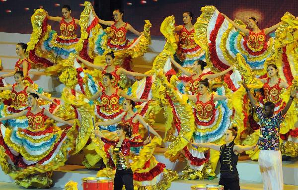 Actors put on Act I &apos;Meeting in Shanghai&apos; during the performance of opening ceremony of the 2010 Shanghai World Expo at the Expo Cultural Center in Shanghai, east China, April 30, 2010.