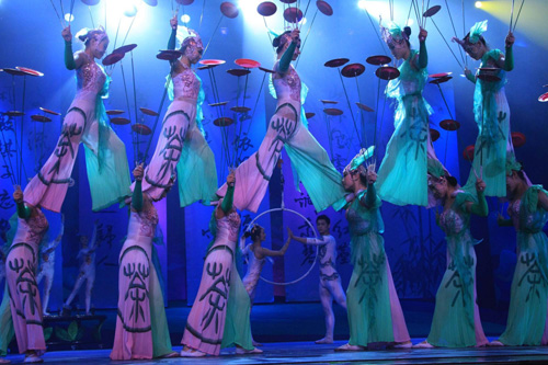 Acrobats perform Cha (Chinese name for Tea) at the World Expo Hall Shanghai, on May 4, 2010.