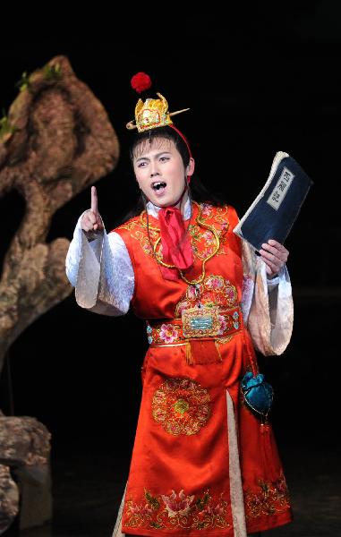 An actor from the Phibada Opera Troupe of the Democratic People's Republic of Korea (DPRK) performs 'A Dream of Red Mansions' in Beijing, capital of China, May 6, 2010. 