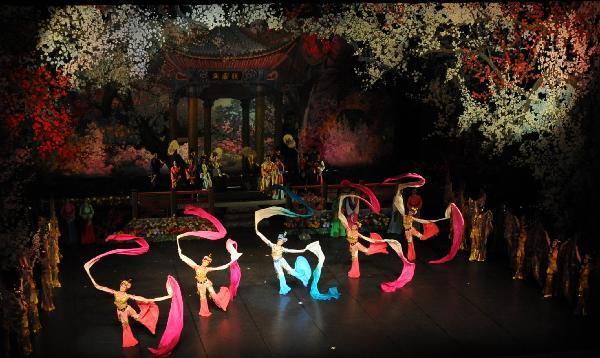 Actors from the Phibada Opera Troupe of the Democratic People's Republic of Korea (DPRK) perform 'A Dream of Red Mansions' in Beijing, capital of China, May 6, 2010.