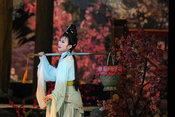 An actress from the Phibada Opera Troupe of the Democratic People's Republic of Korea (DPRK) performs 'A Dream of Red Mansions' in Beijing, capital of China, May 6, 2010.