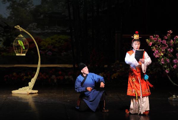 Actors from the Phibada Opera Troupe of the Democratic People's Republic of Korea (DPRK) perform 'A Dream of Red Mansions' in Beijing, capital of China, May 6, 2010. The Phibada Opera Troupe of the DPRK staged in China a Korean adaptation of the Chinese masterpiece 'A Dream of Red Mansions' till to May 9.