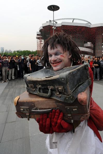 A man in the costumes of Narnia series performs in the World Expo Park in Shanghai, east China, May 10, 2010.