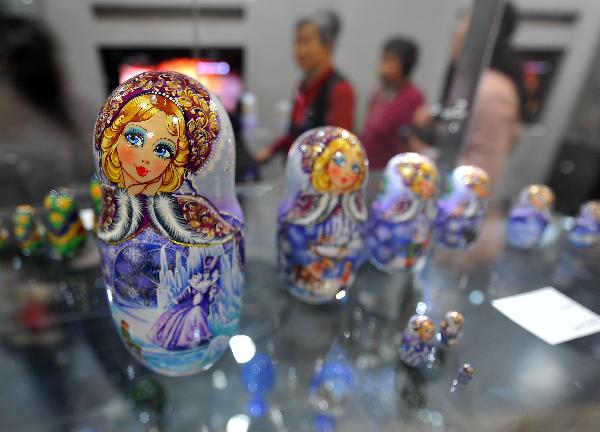 Traditional matryoshka dolls are on display at the Russia Pavilion in the World Expo park in Shanghai, east China, May 14, 2010.