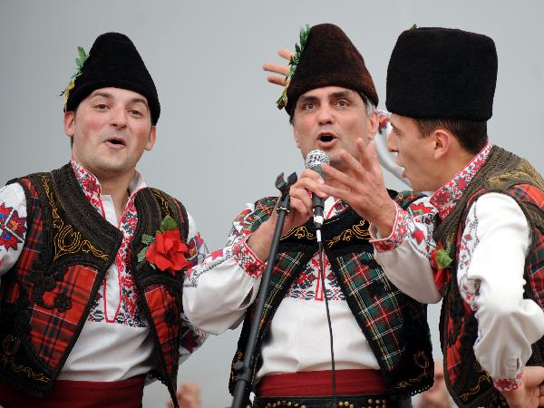 Members of Bulgarian Trakiya Troupe offer a folk performance at the World Expo park in Shanghai, east China, on June 10, 2010. 