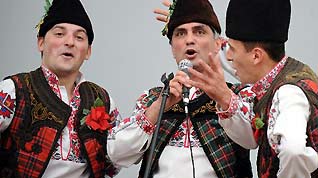 Members of Bulgarian Trakiya Troupe offer a folk performance at the World Expo park in Shanghai, east China, on June 10, 2010.