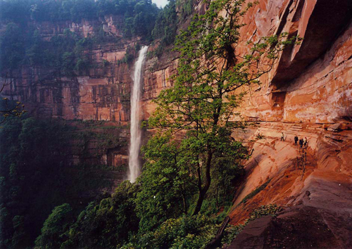 File photo taken on July 27, 2007 shows the scenery of Danxia Landform in Chishui of southwest China's Guizhou Province. 