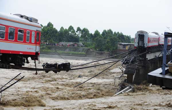 The damaged passenger train and railway are seen in this photo taken on August 19, 2010.