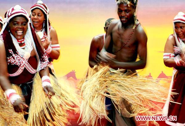 Namibia&apos;s artists perform during the opening ceremony of Namibia Week at the 2010 World Expo in Shanghai, east China, Aug. 23, 2010. 