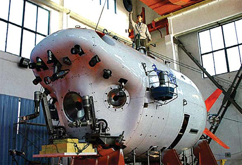 This file photo shows a submersible under construction at an undisclosed location.