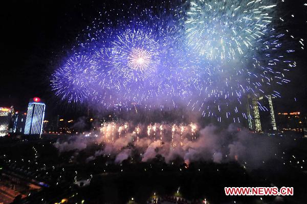 Fireworks explode in a celebration for the 30th anniversary of the establishment of the Shenzhen Special Economic Zone in Shenzhen, south China&apos;s Guangdong Province, on Sept. 6, 2010.