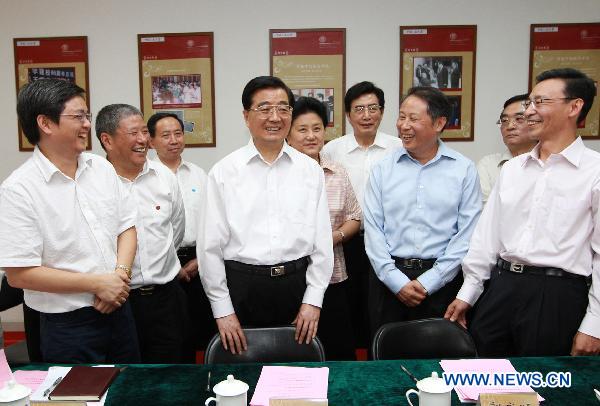 Chinese President Hu Jintao meets with teachers at the Renmin University of China in Beijing, Sept. 9, 2010.