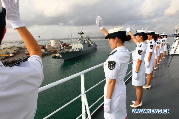The Chinese navy hospital ship &apos;Peace Ark&apos; sails into the port of Djibouti, Sept. 22, 2010. The ship arrived in Djibouti on Wednesday to provide seven-day medical treatment for locals.