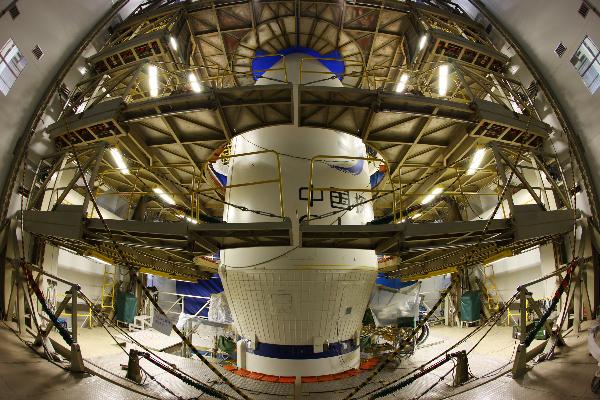 Photo taken on Sept. 29, 2010 shows the Chang'e II lunar probe in Xichang Satellite Launch Center in Xichang, southwest China's Sichuan Province.