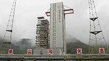 Photo taken on Sept. 30, 2010 shows the launching tower for Chang'e II lunar probe in Xichang Satellite Launch Center in Xichang, southwest China's Sichuan Province.