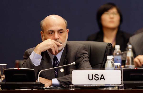 US Federal Reserve Chairman Ben Bernanke attends the G20 finance ministers and central bank governors' meeting held in Gyeongju, South Korea, Oct. 22, 2010. 
