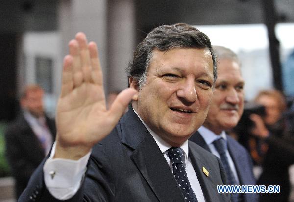 President of European Commission Jose Manuel Barroso arrives at the EU headquarters for European Union Summit in Brussels, capital of Belgium, Oct. 28, 2010.