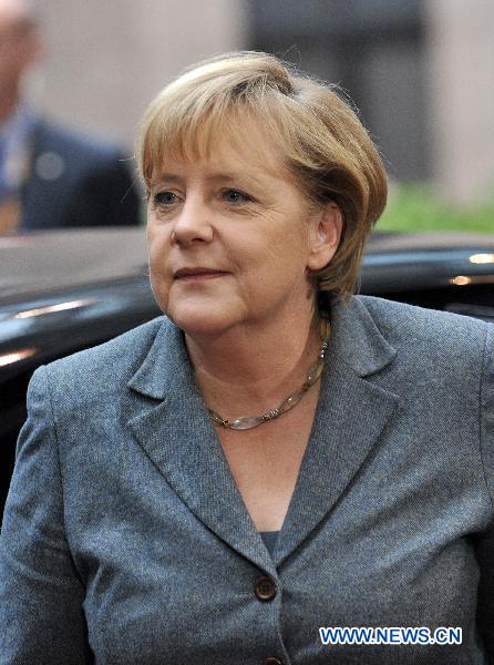 German Chancellor Angela Merkel arrives at the EU headquarters for European Union Summit in Brussels, capital of Belgium, Oct. 28, 2010. 