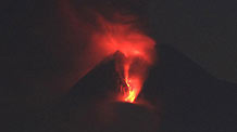 Photo taken on early morning of Nov. 4, 2010 shows Merapi volcano spewing lava and smoke as it erupted again, near the ancient city of Yogyakarta, Indonesia.