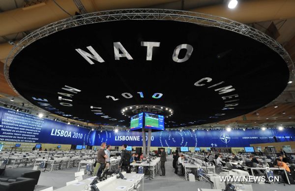 The photo taken on Nov. 18, 2010 shows the press center for NATO Summit in Lisbon, capital of Portugal. Following the two-day NATO summit starting from Nov. 19, the EU-US summit will be held in Lisbon on Nov. 20.