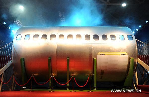 Photo taken on Dec. 1, 2010 shows the aluminum-lithium alloy fore part of the airframe of C919 jumbo jet, which is manufactured by Hongdu Aviation Industry Group, in Nanchang, capital of east China&apos;s Jiangxi Province. 