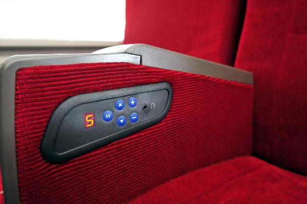 Photo taken on Dec. 3, 2010 shows the seat on a train of CRH380A of China Railway High-Speed (CRH), in Guangzhou, capital of south China's Guangzhou Province.