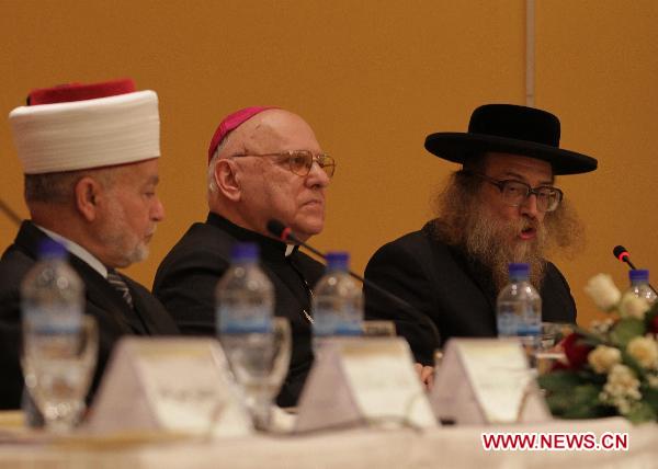 Muslims, Christians and Jew clergymen attend the First International Islamic-Christian Conference in the West Bank city of Bethlehem, Dec. 14, 2010.