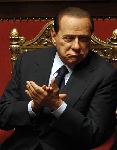 Italian Prime Minister Silvio Berlusconi attends a session at the Senate in Rome December 14, 2010. [Xinhua] 