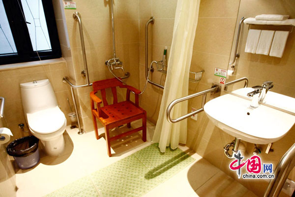 A bathroom in the Athletes&apos; Village 