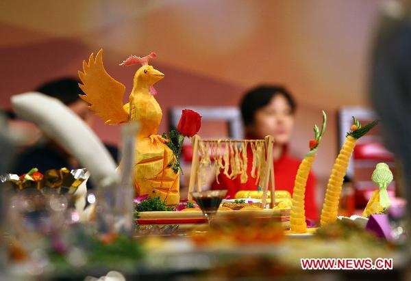 Colorful dishes are seen at a cooking competition in Changping District in Beijing, capital of China, Dec. 26, 2010. 
