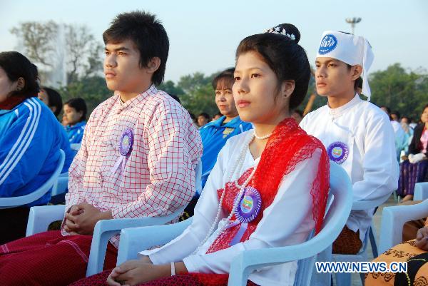 People attend a ceremony celebrating Myanmar's Independence Day in Nay Pyi Taw on Jan. 4, 2011. 