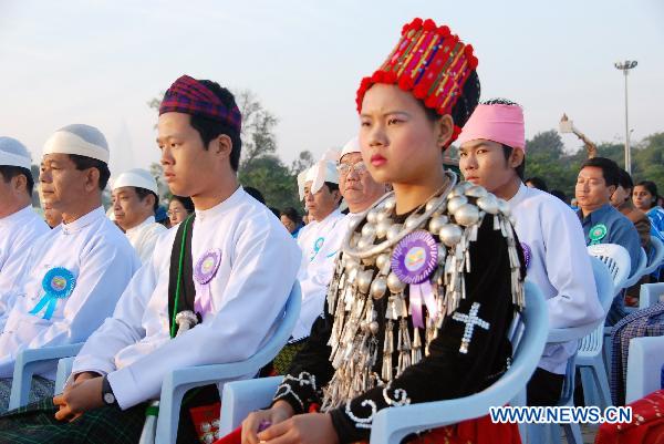 People attend a ceremony celebrating Myanmar's Independence Day in Nay Pyi Taw on Jan. 4, 2011. Myanmar celebrated 63rd anniversary of national independence on Tuesday. Myanmar regained independence from the British colonialists on Jan. 4, 1948. 