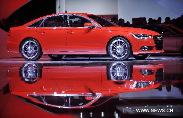 The all-new A6 TFSI Quattro is unveiled at the North American International Auto Show (NAIAS) in Detroit, the United States, Jan. 10, 2011. 