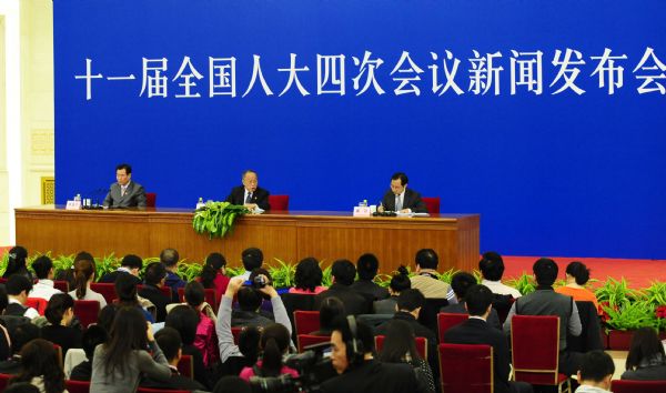 The news conference on the Fourth Session of the 11th National People's Congress (NPC) is held at the Great Hall of the People in Beijing, capital of China, March 4, 2011. 