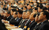 Members of the Fourth Session of the 11th National Committee of the Chinese People's Political Consultative Conference (CPPCC) attend the second plenary meeting of the Fourth Session of the 11th CPPCC National Committee at the Great Hall of the People in Beijing, capital of China, March 8, 2011.