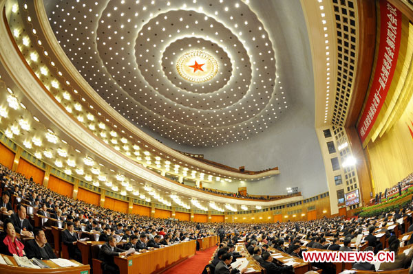 The third plenary meeting of the Fourth Session of the 11th National Committee of the Chinese People's Political Consultative Conference (CPPCC) is held at the Great Hall of the People in Beijing, capital of China, March 9, 2011.