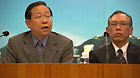 Lai Tung-kwok (L), Under Secretary for Security of Hong Kong, speaks during a news conference in Hong Kong, south China, March 16, 2011.