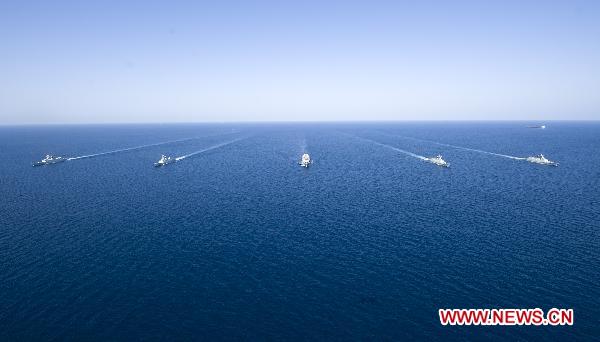 China's seventh and eighth escort flotillas sail in the Gulf of Aden on March 16, 2011. 