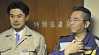 Regional supervisors attend an emergency meeting at the disaster countermeasures unit in Fukushima, March 19, 2011.