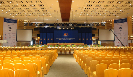 The main venue of the Boao Forum for Asia Annual Conference is set up on April 12, 2011. 