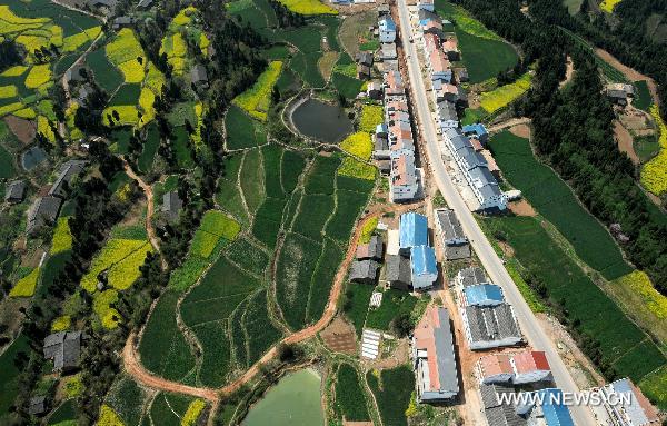 The bird's eye-view photo taken on April 10, 2011 shows part of the rural area in southwest China's Sichuan Province.