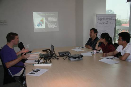 CnDG&apos;s Program Chief Liu, Zhang and Heng discuss the marketing strategy with Daniel.