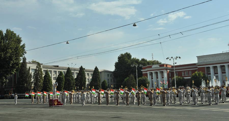 Tajikistan marked 20 years of independence on Friday, Sept. 9, 2011. Samani Square in the nation&apos;s capital, Dushanbe, was the site of a military parade and mass rallies, where people danced and sang to celebrate the country&apos;s achievements. 