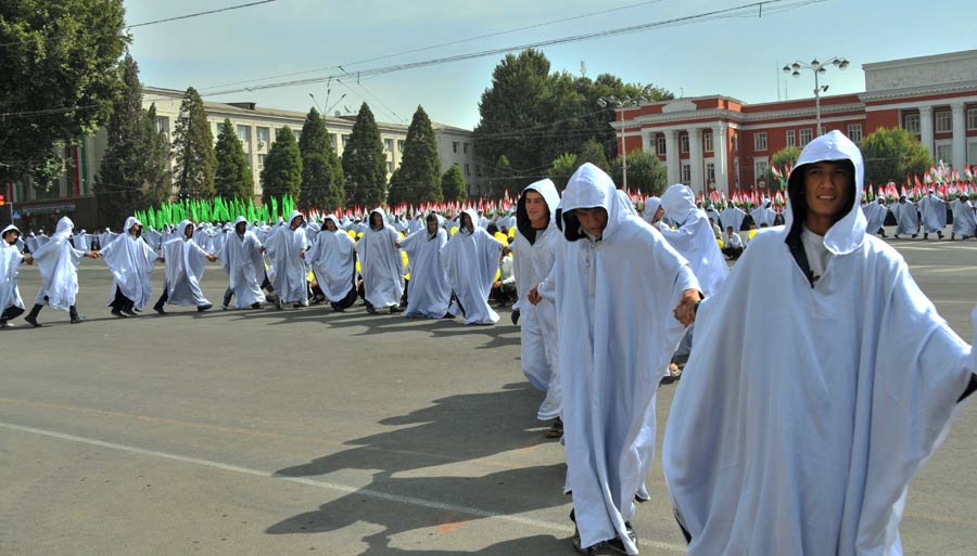 Tajikistan marked 20 years of independence on Friday, Sept. 9, 2011. Samani Square in the nation&apos;s capital, Dushanbe, was the site of a military parade and mass rallies, where people danced and sang to celebrate the country&apos;s achievements. 