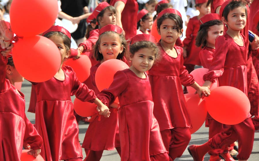 Tajikistan marked 20 years of independence on Friday, Sept. 9, 2011. Samani Square in the nation&apos;s capital, Dushanbe, was the site of a military parade and mass rallies, where people danced and sang to celebrate the country&apos;s achievements. 