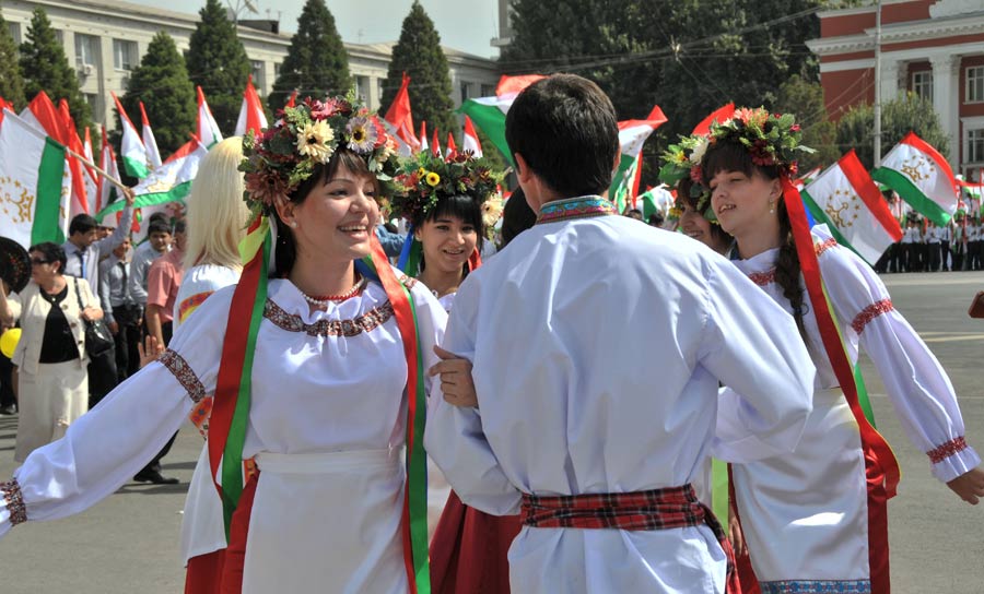 Tajikistan marked 20 years of independence on Friday, Sept. 9, 2011. Samani Square in the nation&apos;s capital, Dushanbe, was the site of a military parade and mass rallies, where people danced and sang to celebrate the country&apos;s achievements. 