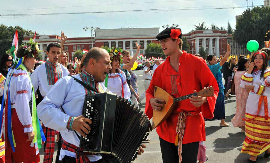 Tajikistan marked 20 years of independence on Friday, Sept. 9, 2011. Samani Square in the nation&apos;s capital, Dushanbe, was the site of a military parade and mass rallies, where people danced and sang to celebrate the country&apos;s achievements. 